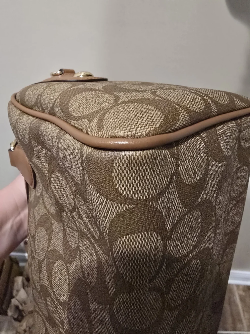 Coach Signature Canvas Satchel in Khaki and Tan